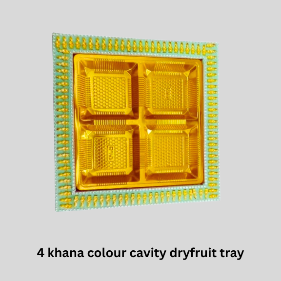 4 Khana Colour Cavity Dryfruit Tray