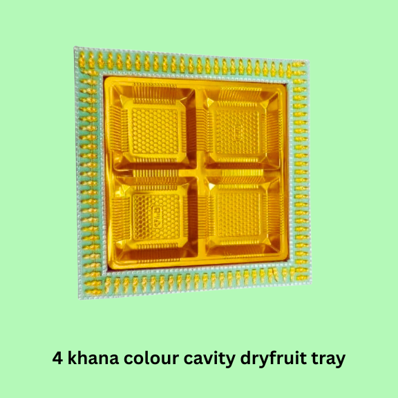 4 Khana Colour Cavity Dryfruit Tray
