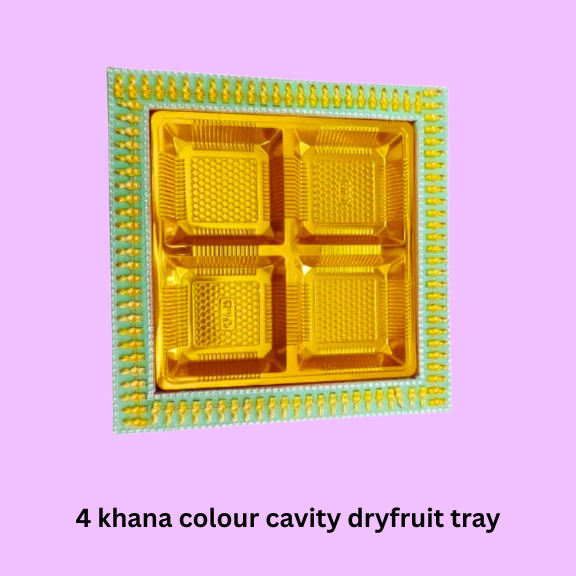 4 Khana Colour Cavity Dryfruit Tray