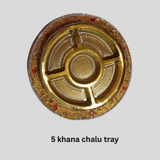 5 Khana Round Cavity Dryfruit Chalu Tray (Item No:-241)