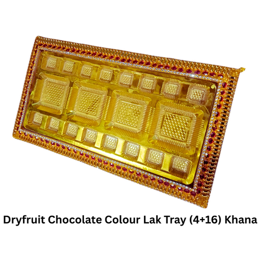 Dryfruit Chocolate Colour Lak Tray (4+16) Khana (Item No:- 2420)