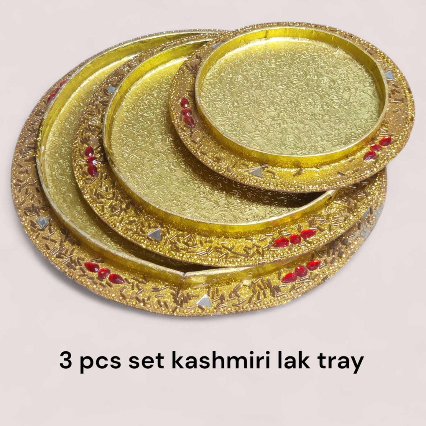 Gol Lak Tray Kashmiri ( 3 Pc Set ) (Item No:-3-34)