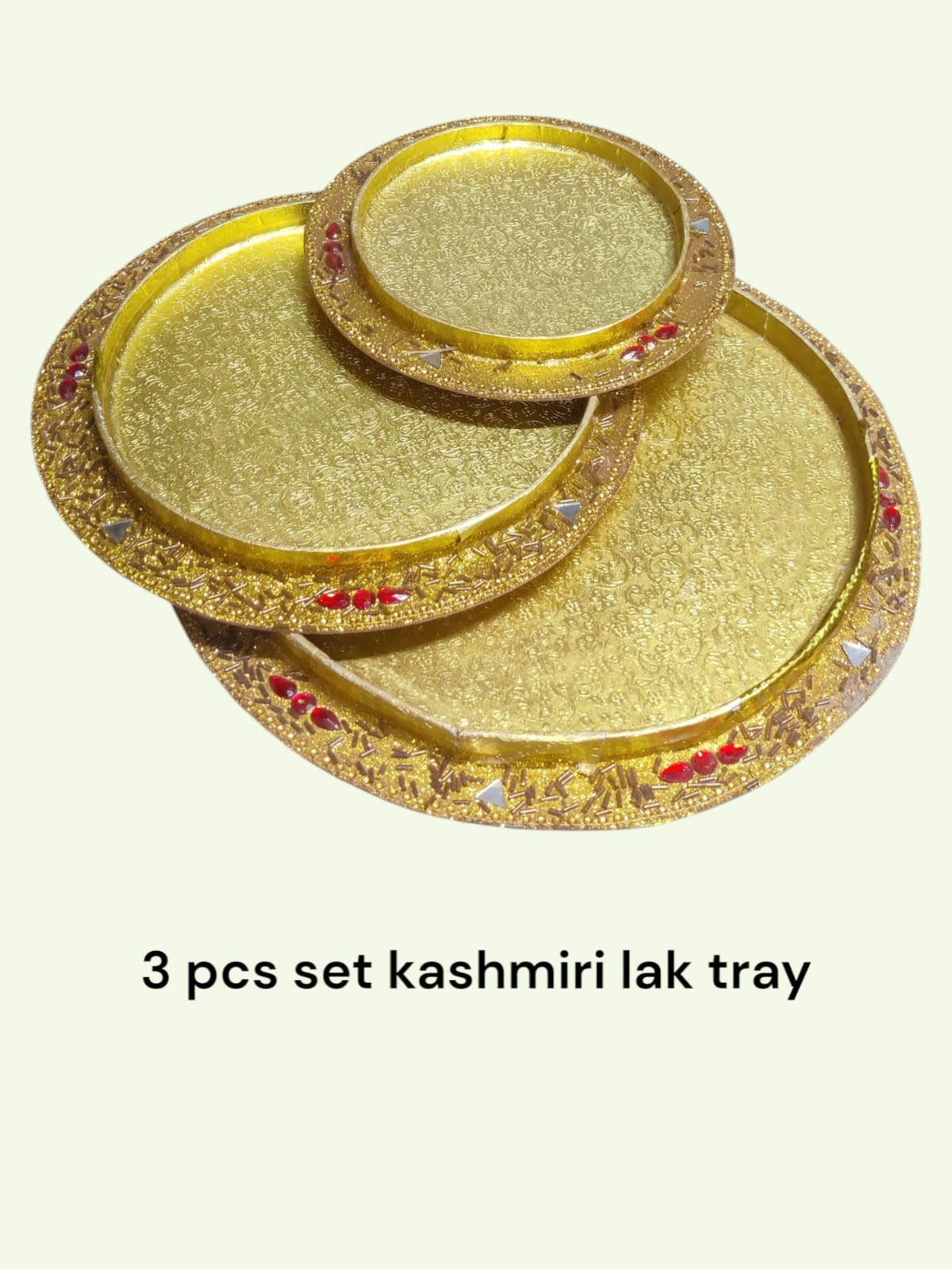 Gol Lak Tray Kashmiri ( 3 Pc Set ) (Item No:-3-34)