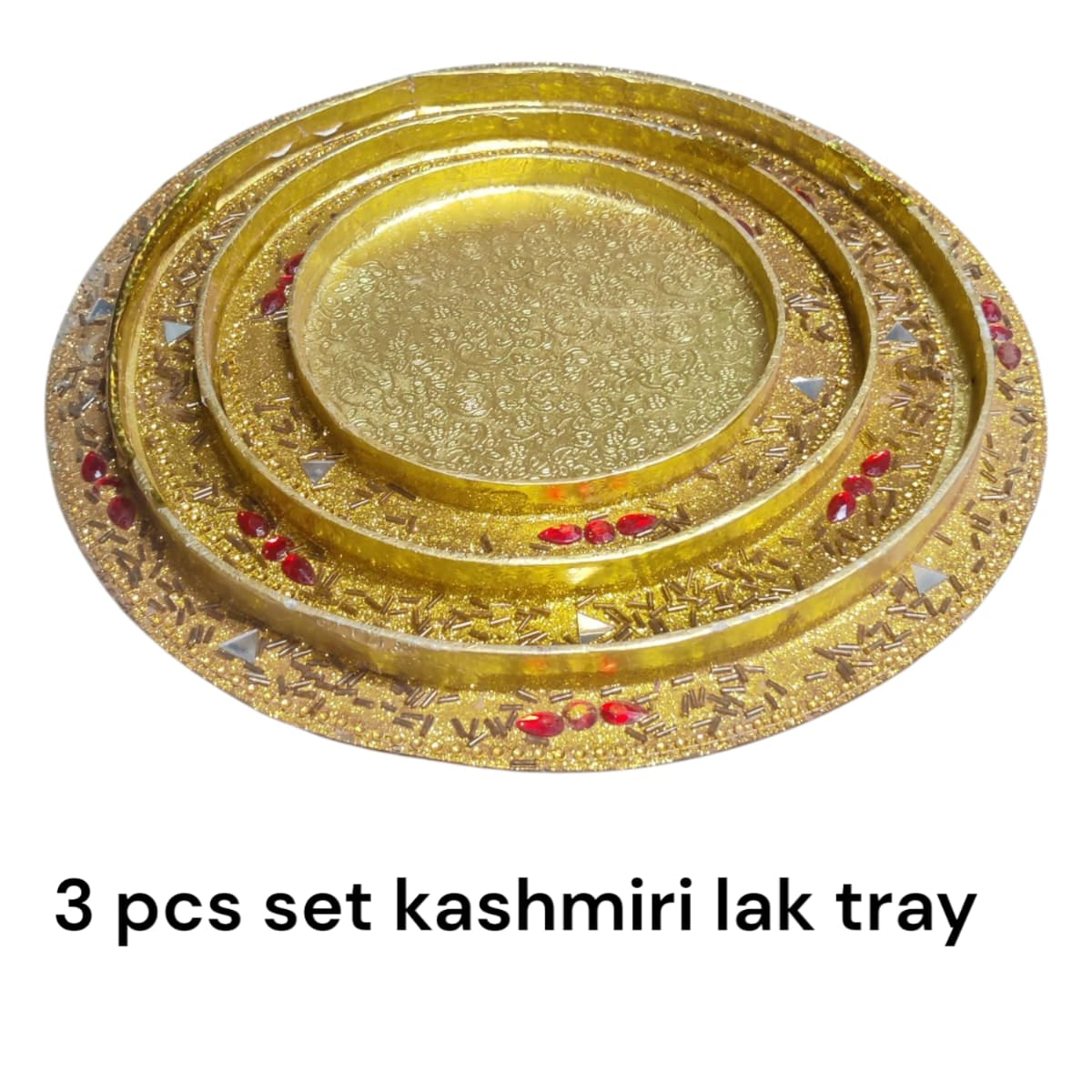 Gol Lak Tray Kashmiri ( 3 Pc Set ) (Item No:-3-34)