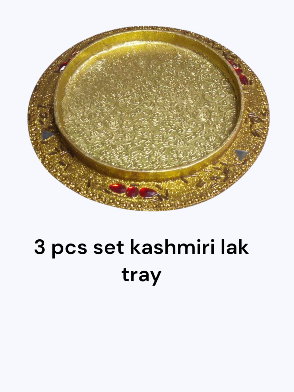 Gol Lak Tray Kashmiri ( 3 Pc Set ) (Item No:-3-34)