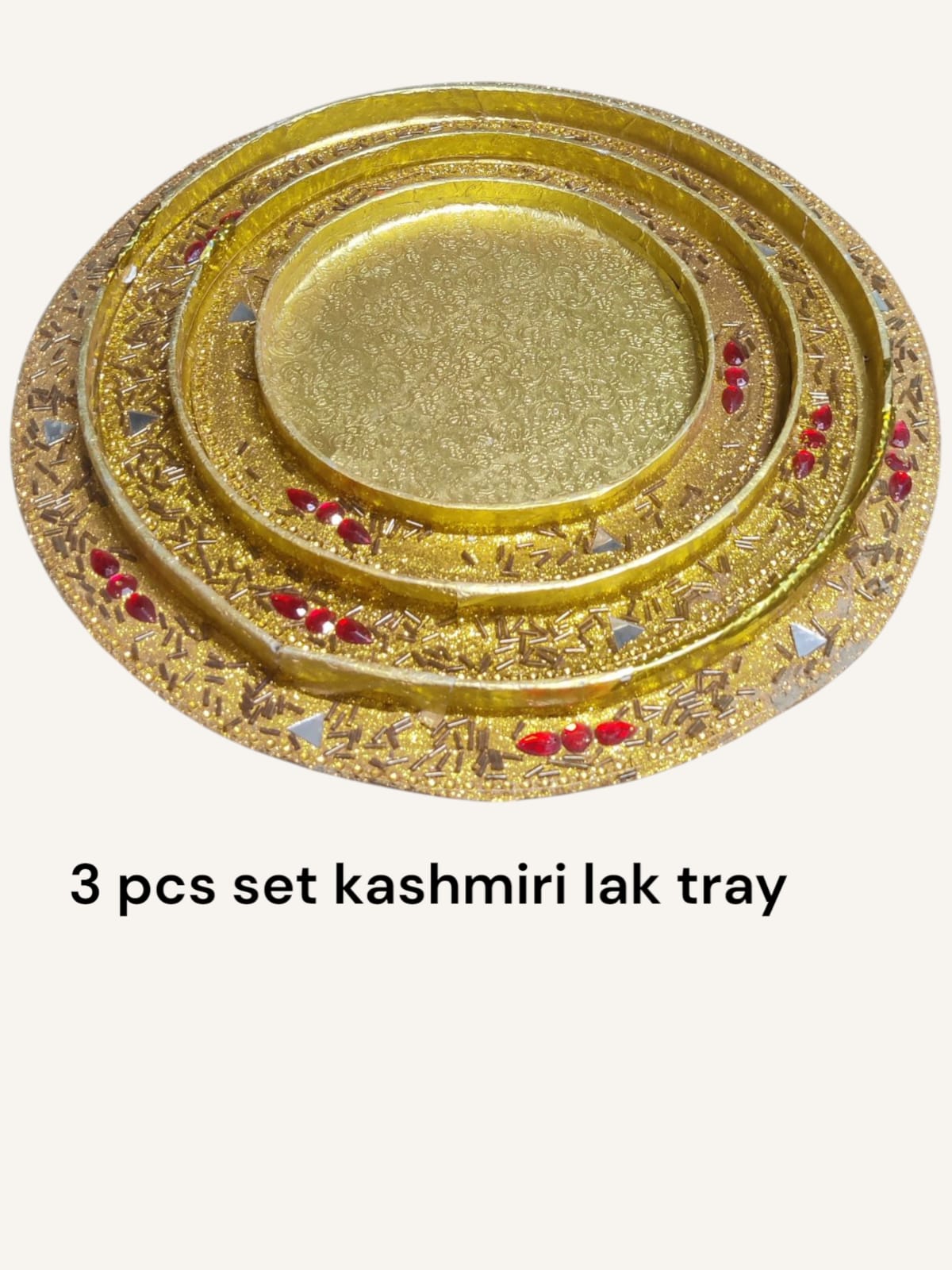 Gol Lak Tray Kashmiri ( 3 Pc Set ) (Item No:-3-34)