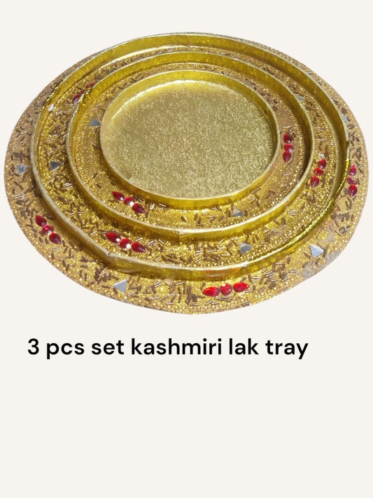 Gol Lak Tray Kashmiri ( 3 Pc Set ) (Item No:-2334)