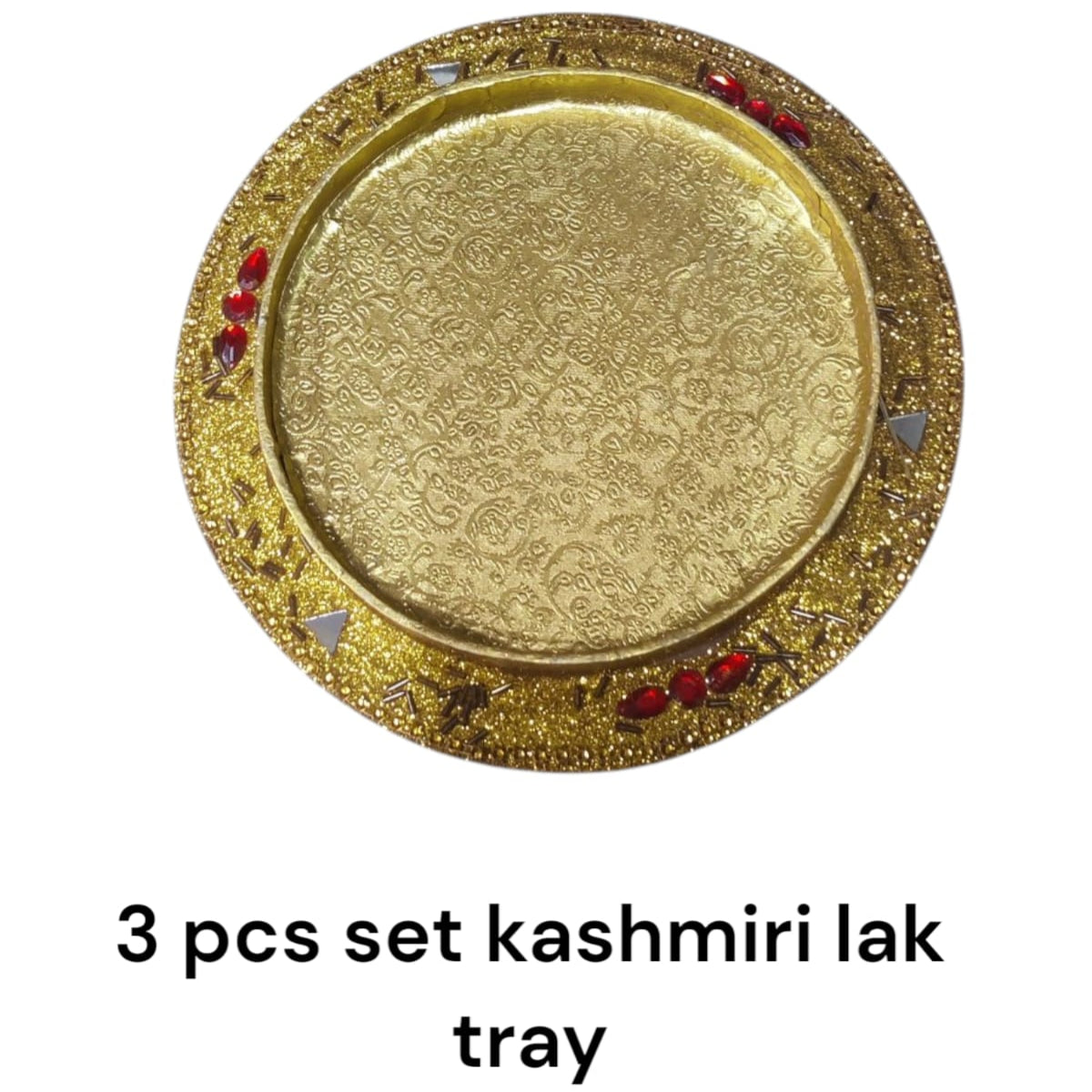 Gol Lak Tray Kashmiri ( 3 Pc Set ) (Item No:-3-34)