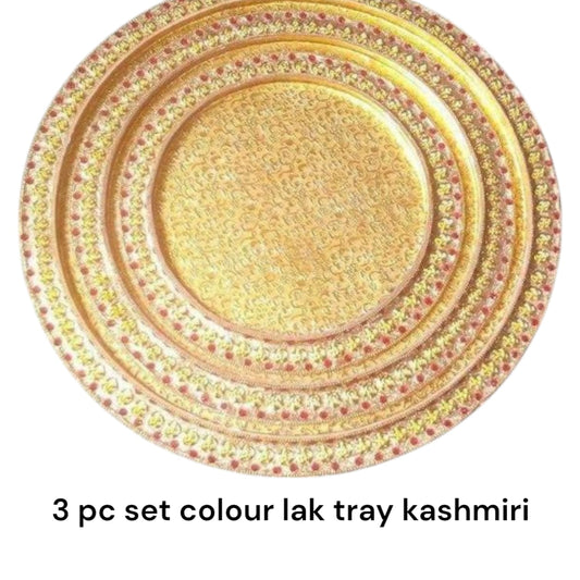 Gol Colour Lak Tray Kashmiri (3 Pc Set) (Item No:-2336)