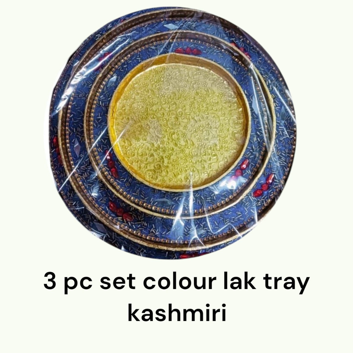 Gol Colour Lak Tray Kashmiri (3 Pc Set) (Item No:-3-36)