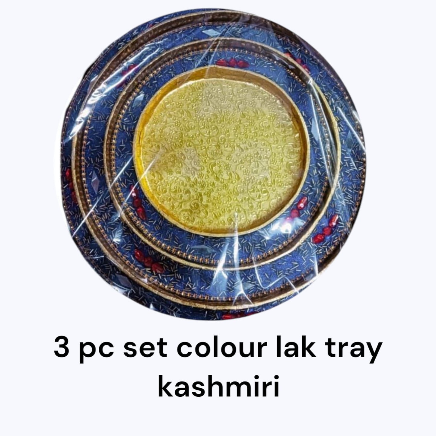 Gol Colour Lak Tray Kashmiri (3 Pc Set) (Item No:-3-36)