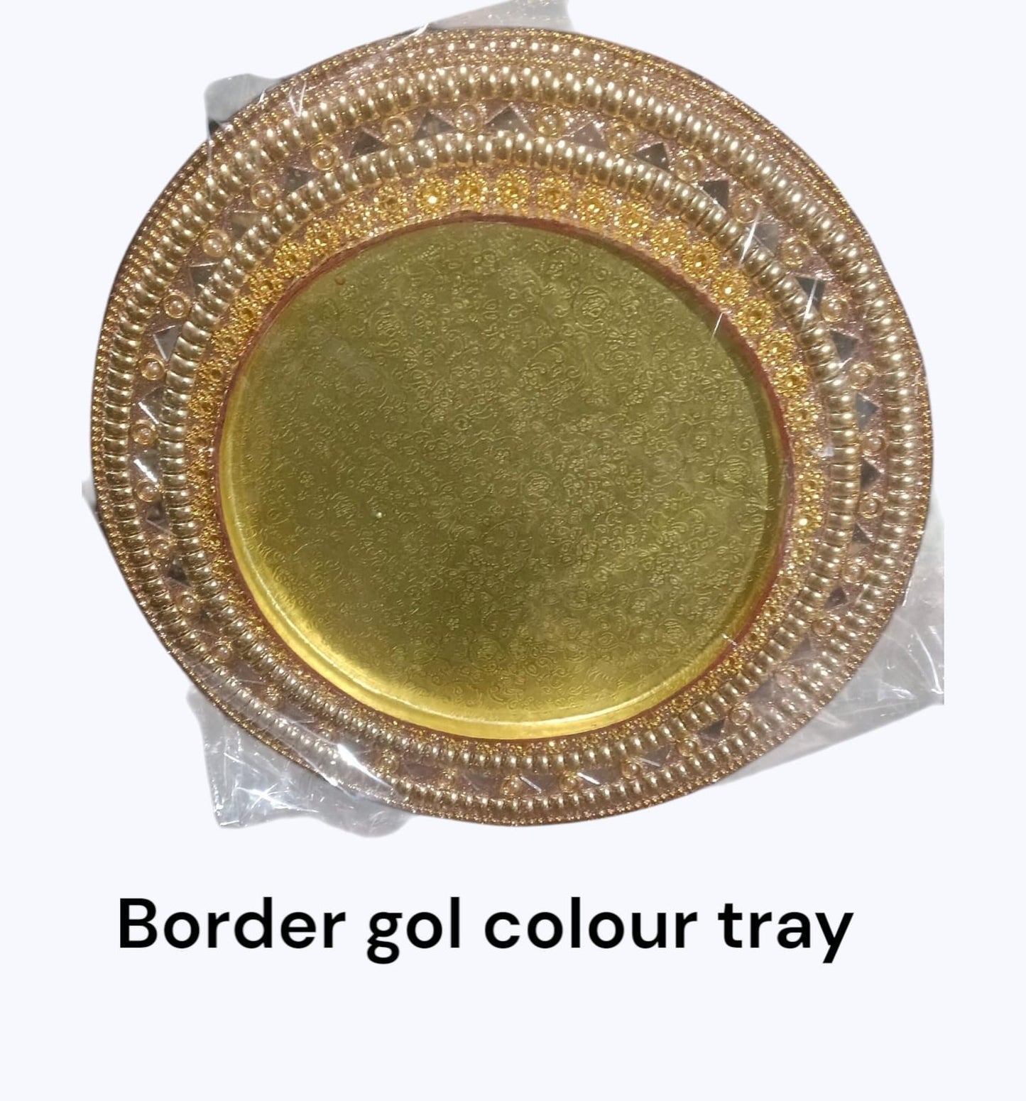 2.25 Inch Border Gol Colour Lak Tray (Item No:-3-28 )
