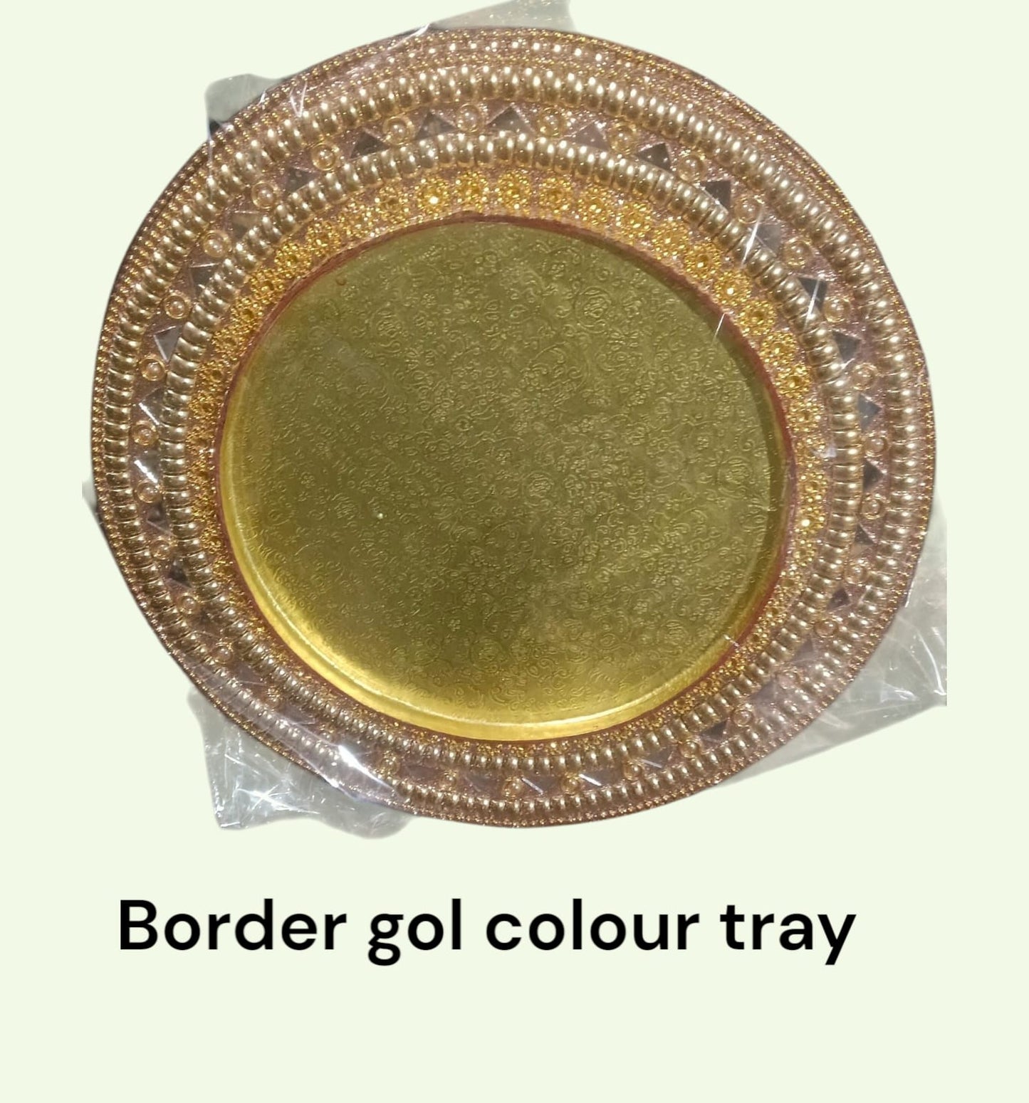 2.25 Inch Border Gol Colour Lak Tray (Item No:-3-28 )