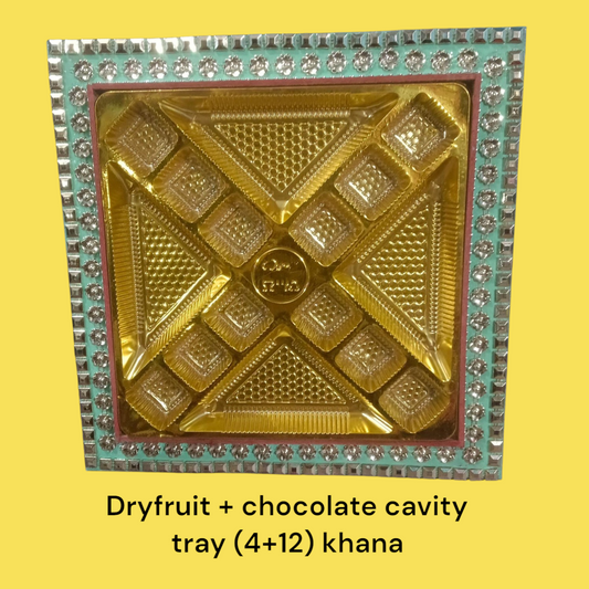 Dryfruit + Chocolate Cavity Tray (4+12) Khana (Item No:-(2412)