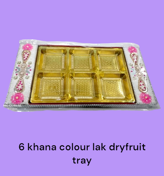 6 Khana Colour Lak Dryfruit Tray (Item No:- 2426)
