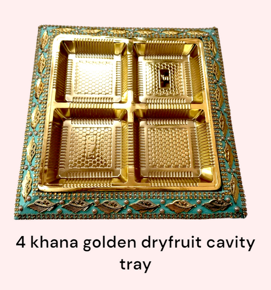4 Khana Golden Dryfruit Cavity Tray ( (2427)