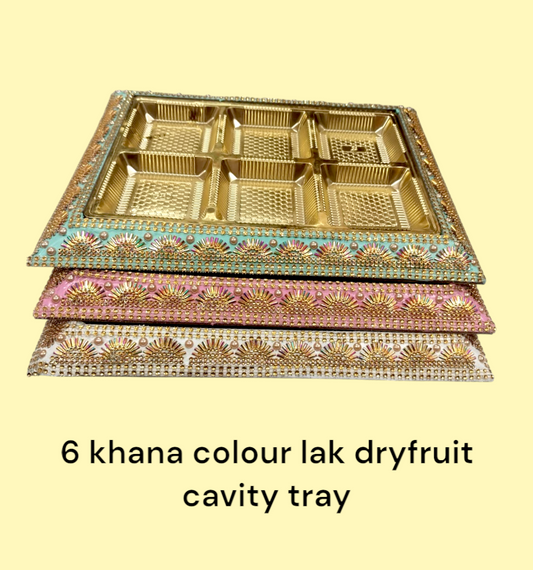 6 Khana Colour Lak Dryfruit Cavity Tray (Item No:- 2428)