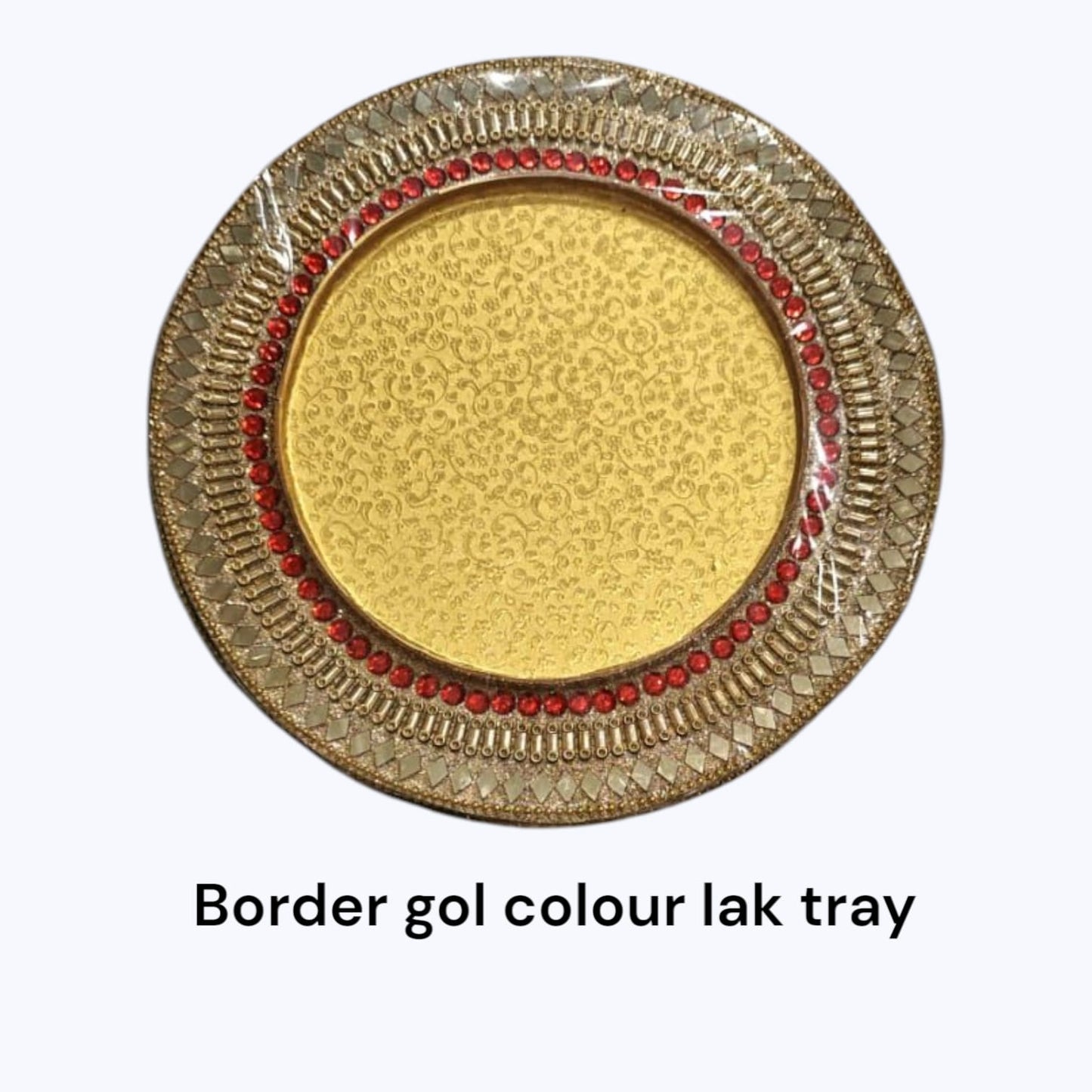 2.25 Inch Border Gol Colour Lak Tray (Item No:-3-28 )