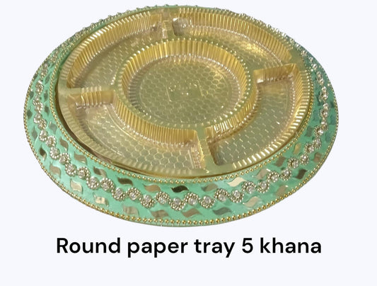 5 Khana Round Paper Dryfruit Tray (Item No :-2414)