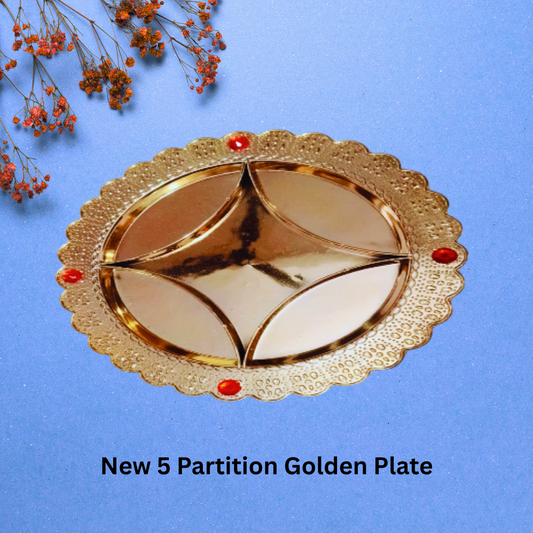 New 5 Partition Golden Plate Item No: (2718)