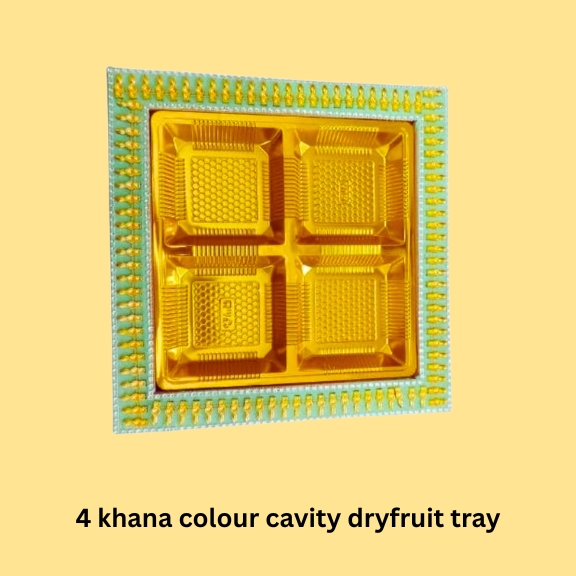 4 Khana Colour Cavity Dryfruit Tray