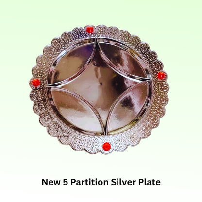 New 5 Partition Silver Plate
