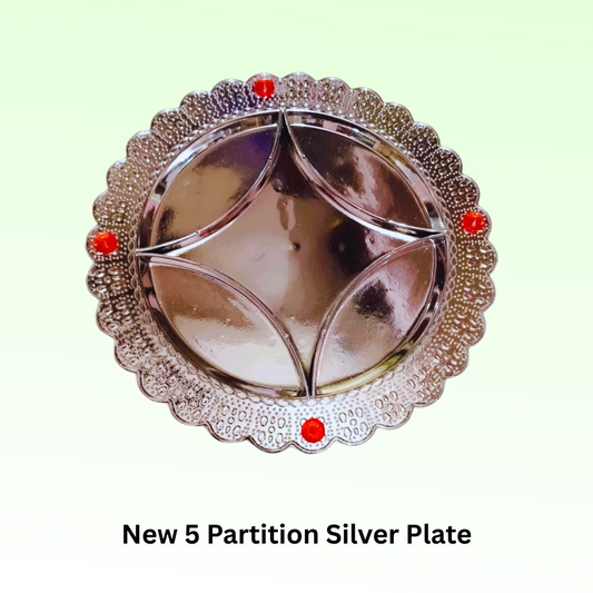 New 5 Partition Silver Plate