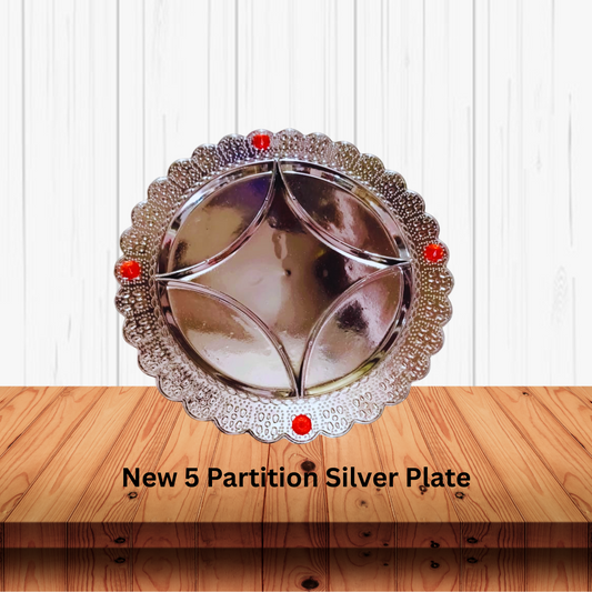 New 5 Partition Silver Plate
