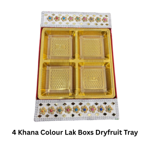 4 Khana Colour Lak Boxs Dryfruit Tray