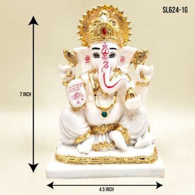 7" WHITE GOLD GANESH JI*SL624-1G