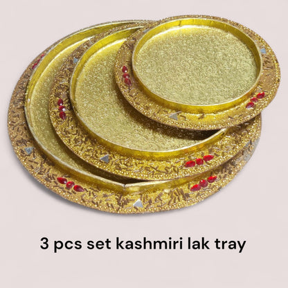 Gol Lak Tray Kashmiri ( 3 Pc Set ) (Item No:-3-34)
