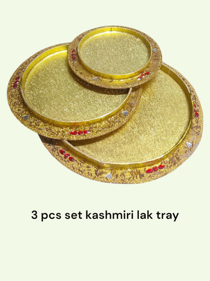 Gol Lak Tray Kashmiri ( 3 Pc Set ) (Item No:-3-34)