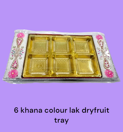 6 Khana Colour Lak Dryfruit Tray