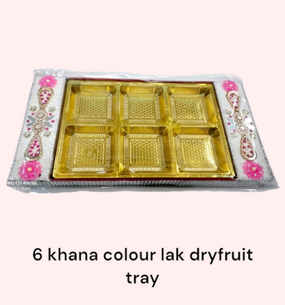 6 Khana Colour Lak Dryfruit Tray