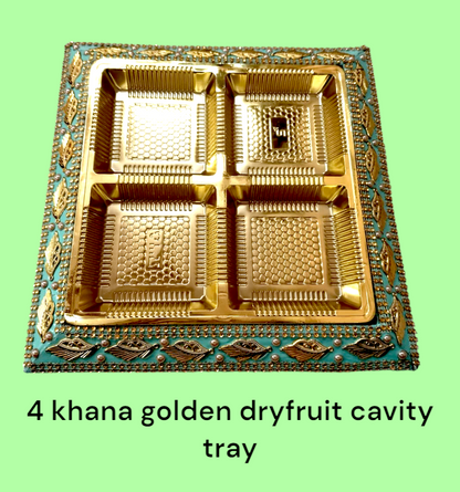 4 Khana Golden Dryfruit Cavity Tray