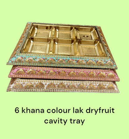 6 Khana Colour Lak Dryfruit Cavity Tray