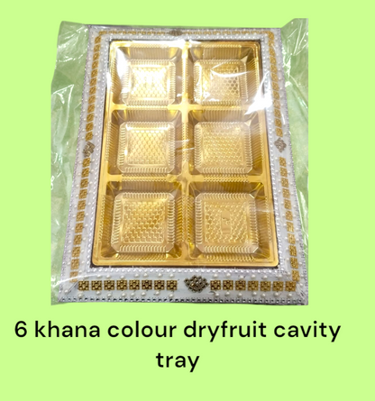 6 Khana Colour Dryfruit Cavity Tray