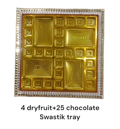 4 Dryfruit+25 Chocolate Swastik Tray