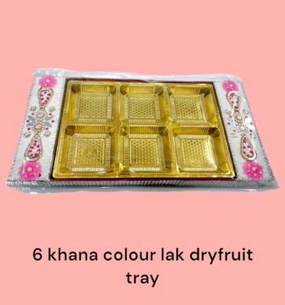6 Khana Colour Lak Dryfruit Tray